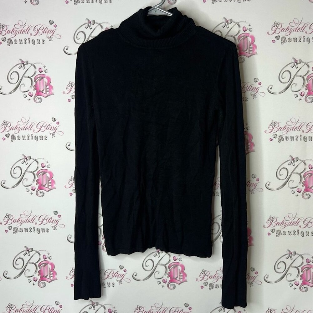 Danier turtleneck sweater shirt Classic Black Long Sleeve Top